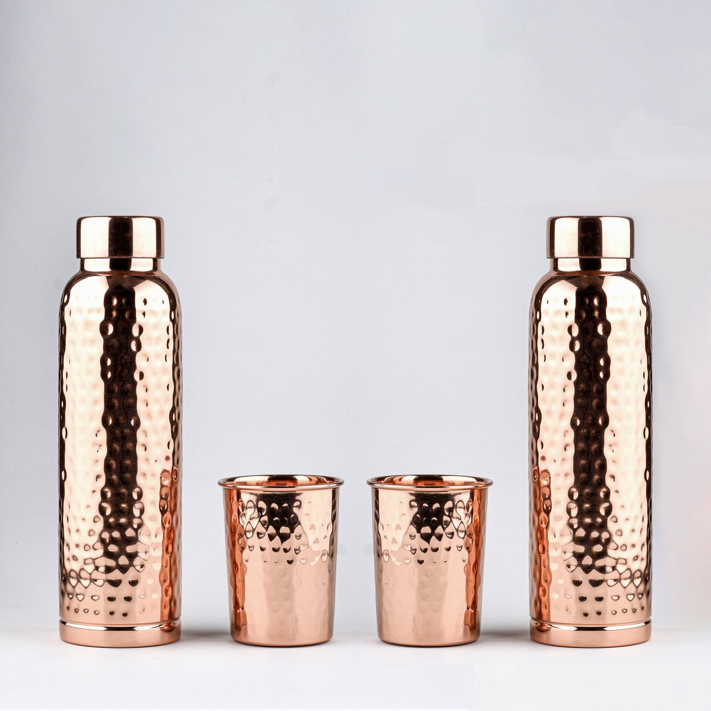 Hammered Copper Gift Set - 2 Bottles & 2 Mugs