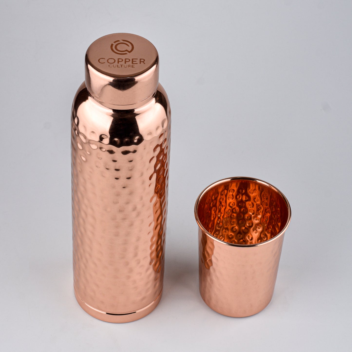 Hammered Copper Gift Set - 2 Bottles & 2 Mugs
