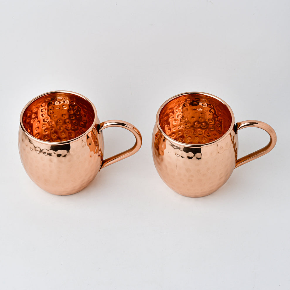 Set Of 2 Pure Copper Moscow Mule Mugs, 20 Oz - Authentic Copper Cups For Cocktails, Mule Drinks, Iced Beverages
